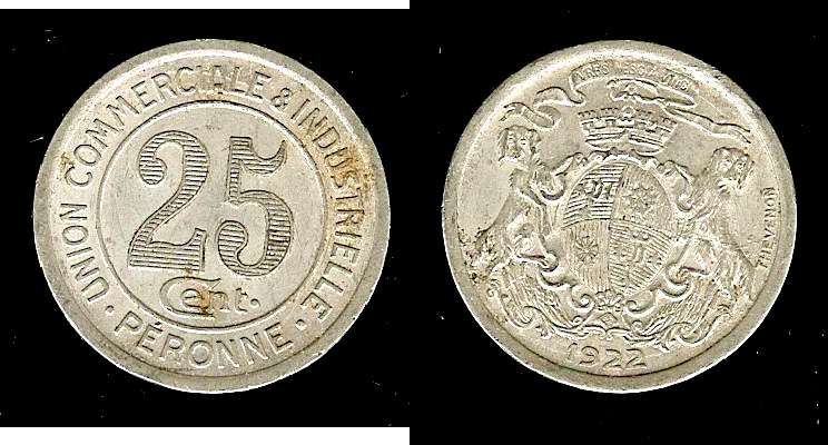 Peronne (Somme-80) 25 centimes 1922 gEF